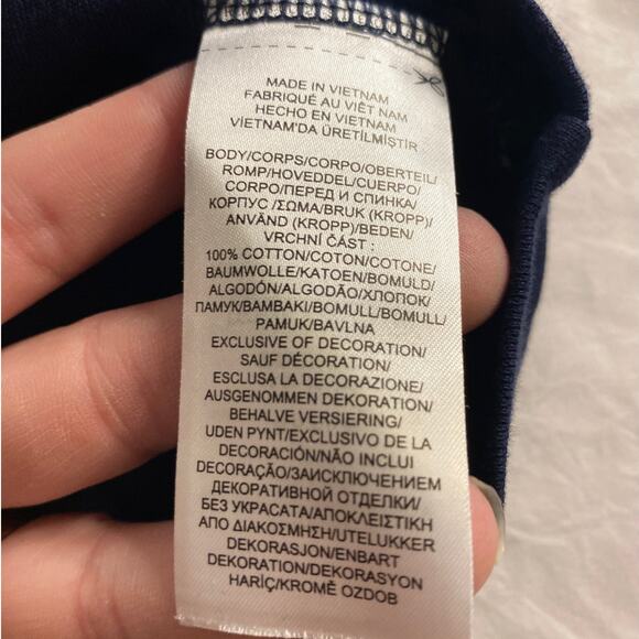 Classic Minimalist Navy Blue Cotton V-Neck Tee Lauren Ralph Lauren XL - Picture 5 of 7